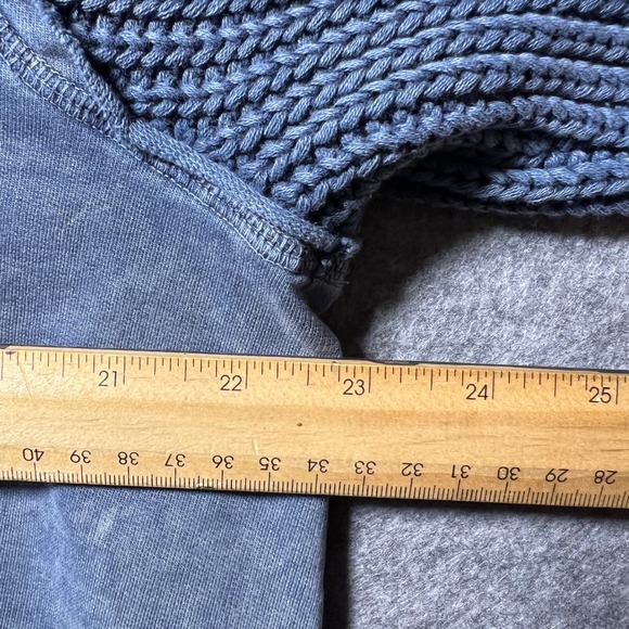 Natural Reflections Blue Washed Cotton Waterfall Cardigan Jacket Knit Sleeves L - Picture 8 of 8